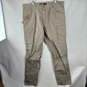 Wrangler Riggs Pants Mens 40x34 Beige Workwear Cargo Utility Carpenter Ripstop A